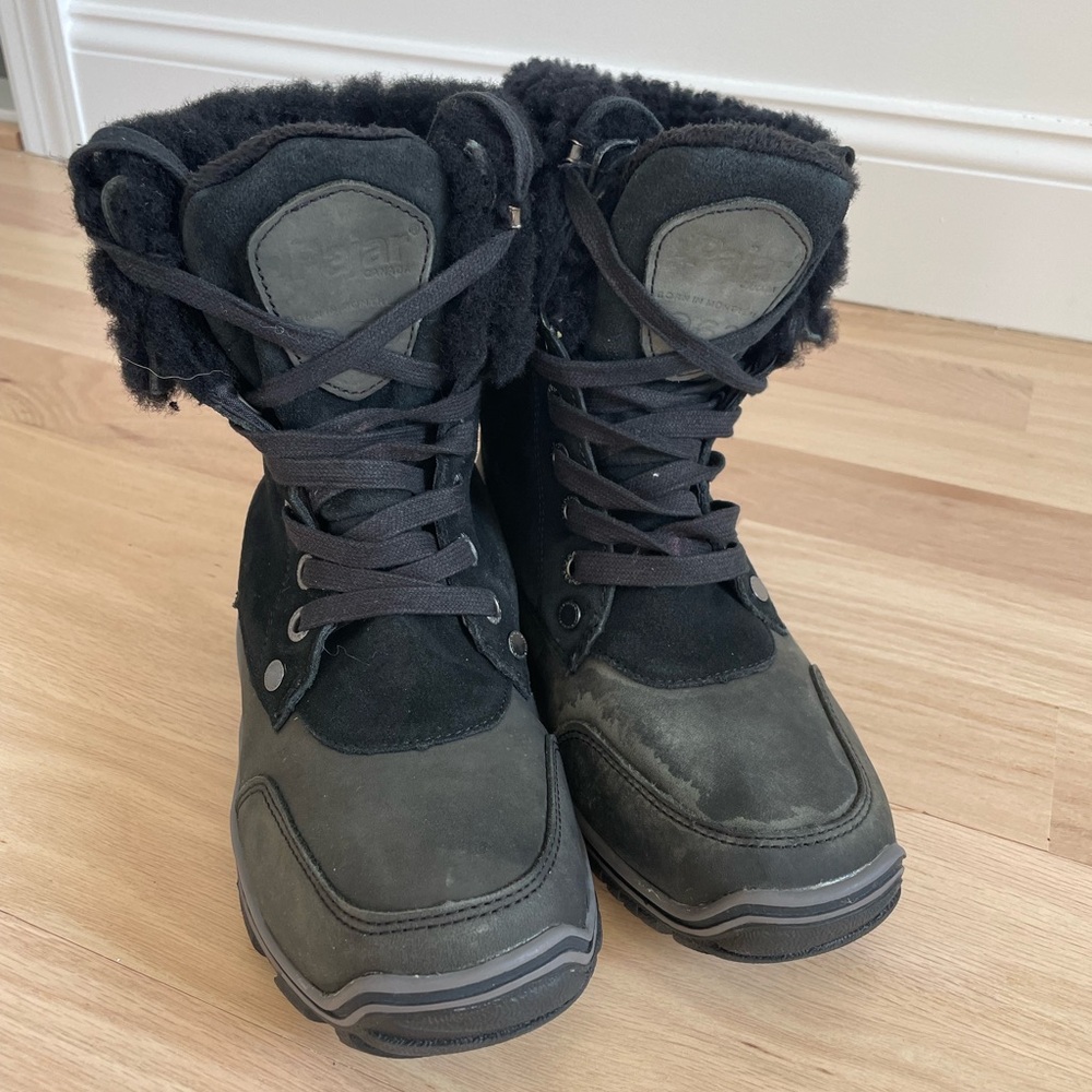 Pajar Canada Abbie Sheepskin Fur Leather Boot Black size 9-9.5 *see description!